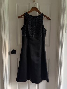 JS Boutique Black Sleeveless A‑Line Dress with Beaded Bodice